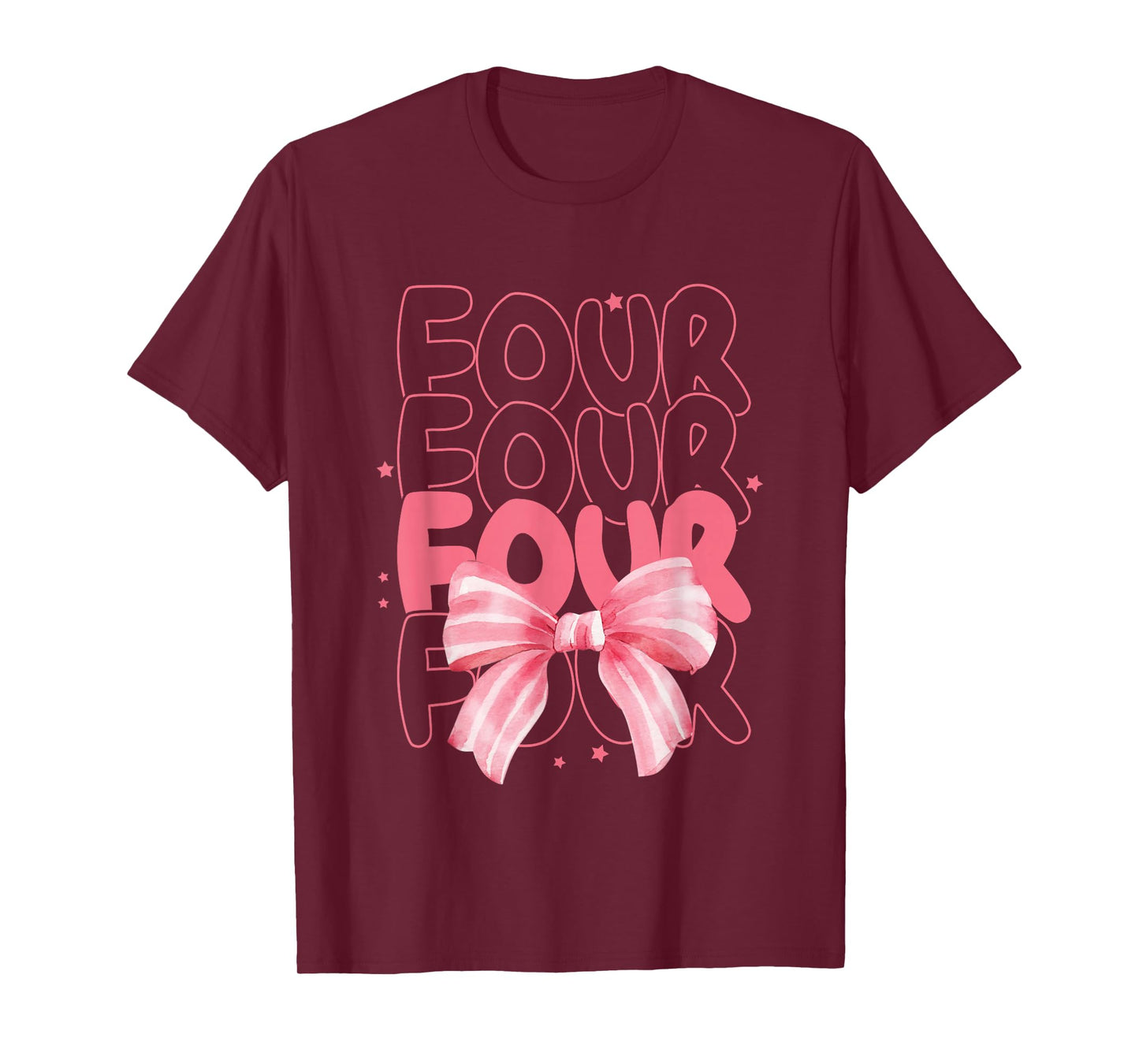 Four 4th Birthday Girls Coquette Bow 4 Years Old Fourth Bday T-Shirt
