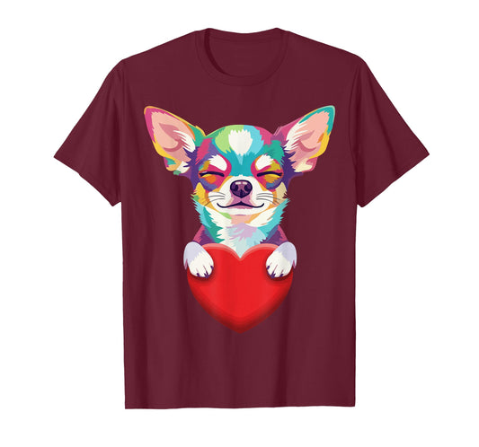 Cute Chihuahua Dog Heart Love Valentine Pet Animal Lover T-Shirt