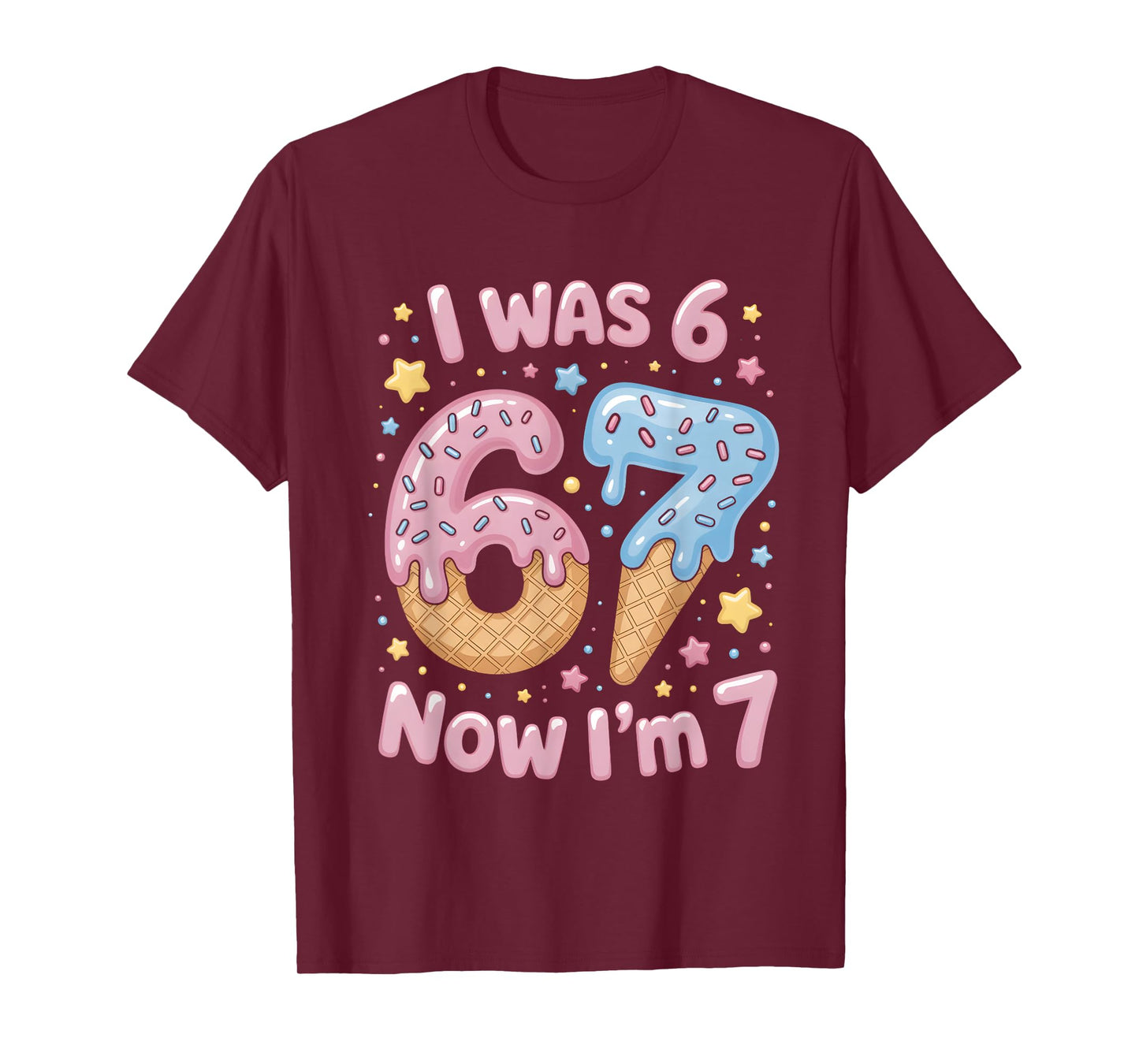 I was 6 Now I'm 7 Ice Cream 7th Birthday Celebration T-Shirt