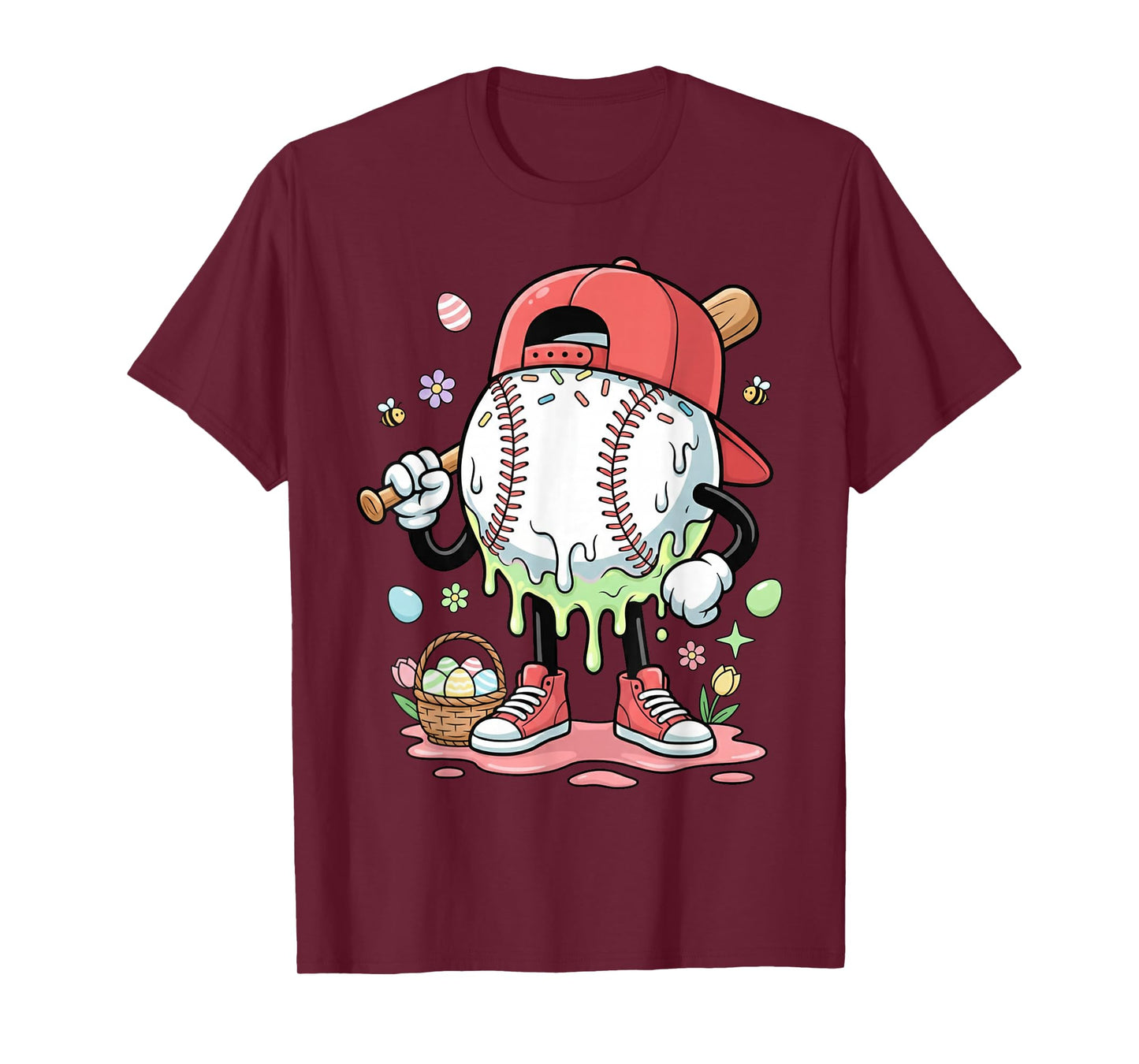 Baseball Easter Day Funny Ice Cream Drip Boys Kids T-Shirt