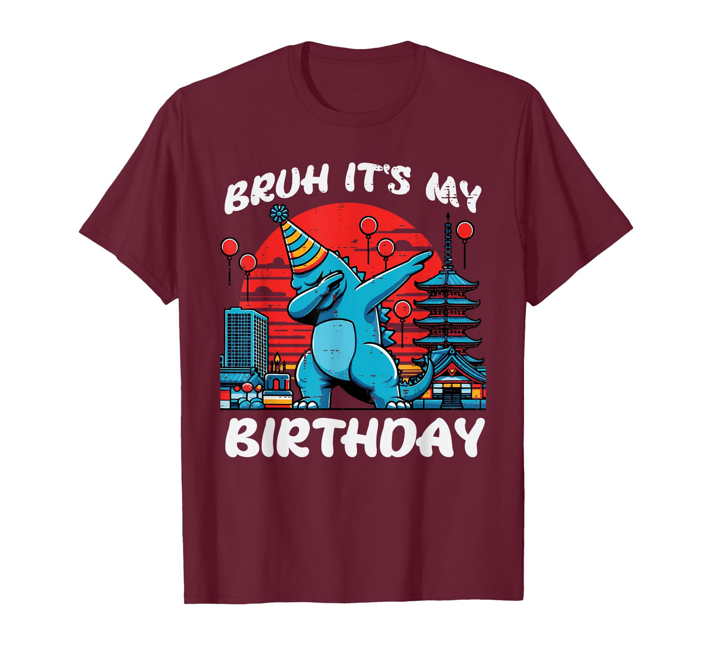 Bruh Its My Birthday Kaiju Dab Bday Party Boys Girls Kids T-Shirt