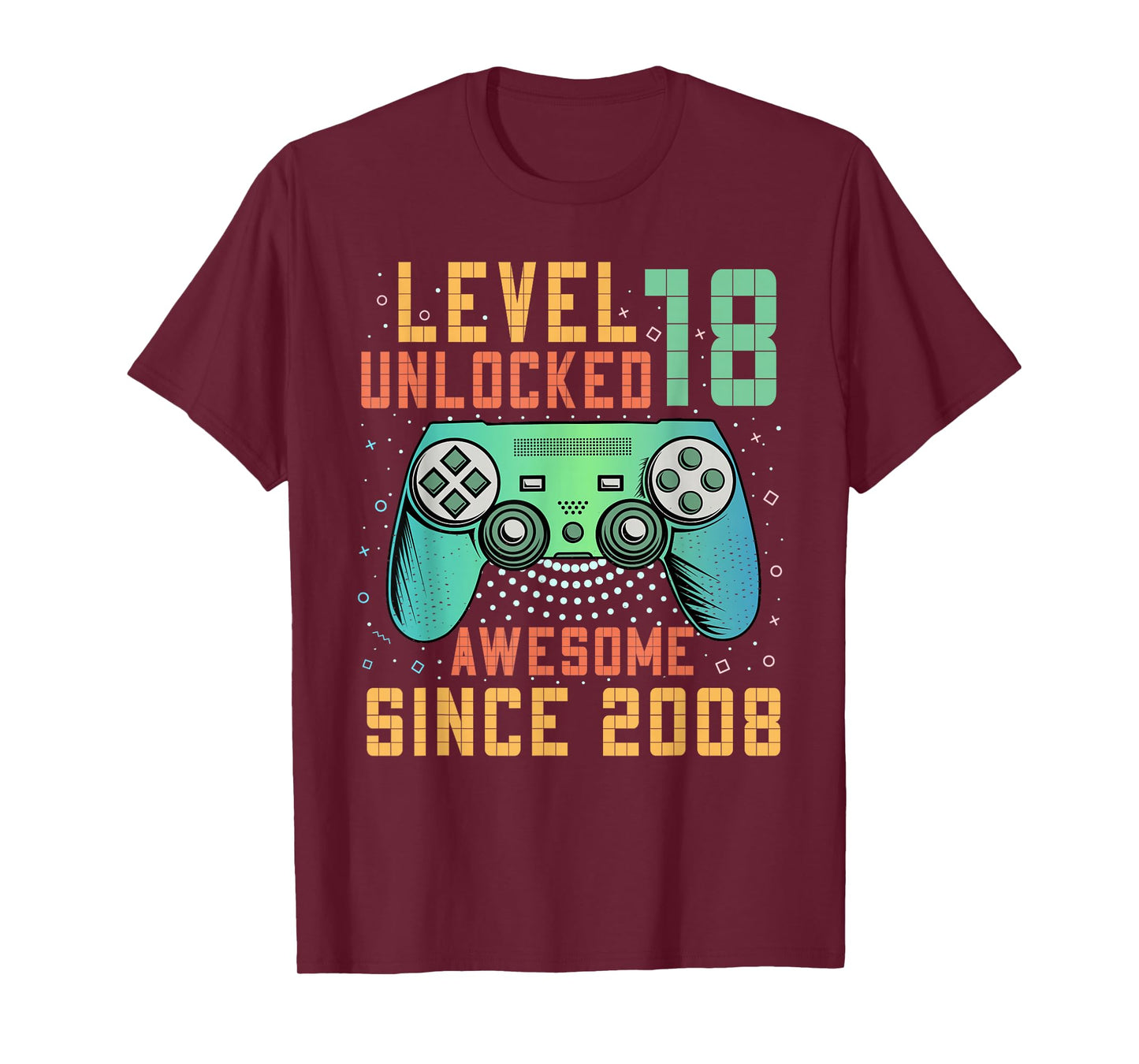 Level 18 Unlocked Awesome Since 2008 18th Birthday Boy T-Shirt