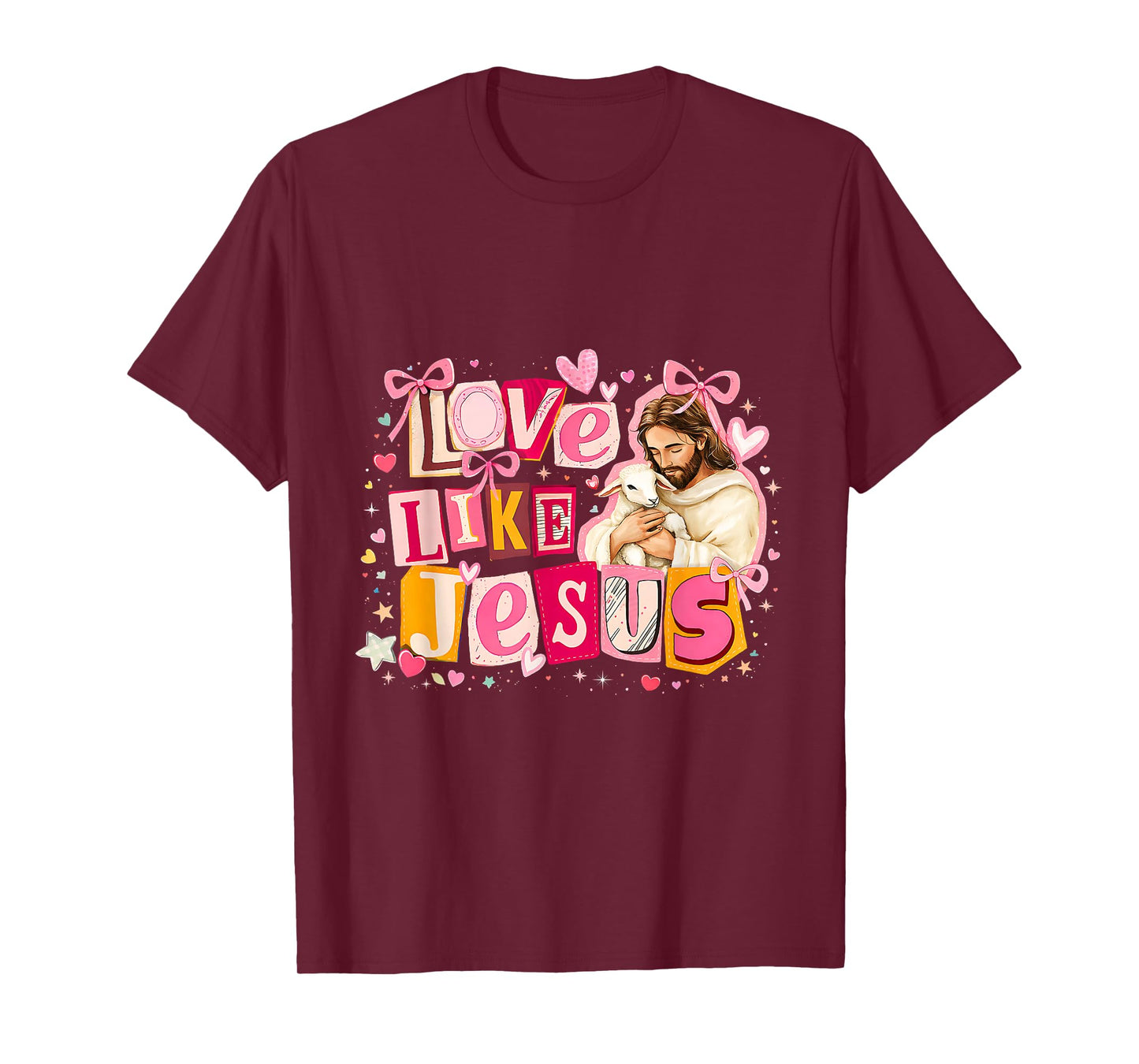 Religious Christian Jesus Loves Me God Valentine Coquette T-Shirt