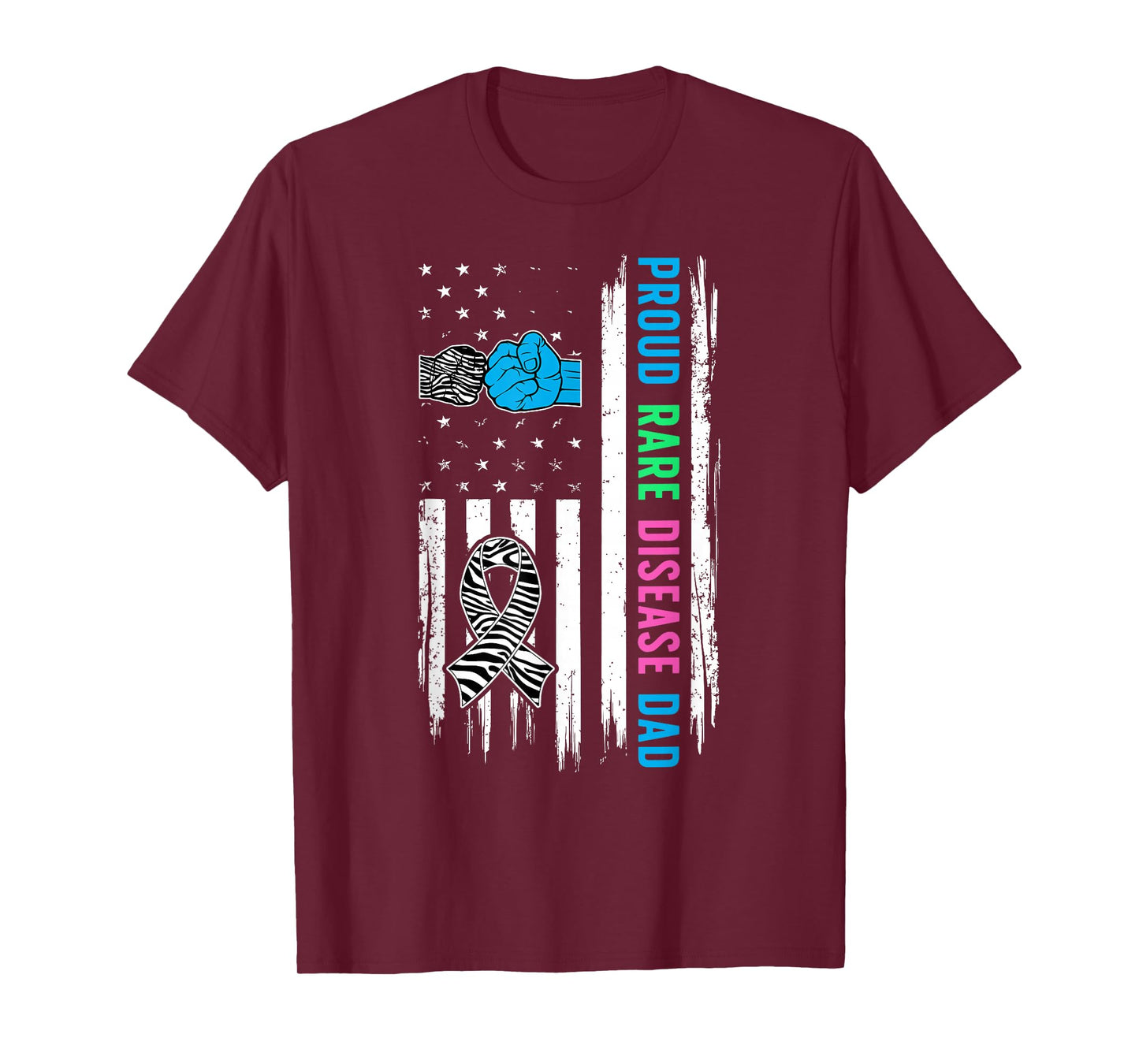 Proud Rare Disease Dad of A Rare Disease Warrior US Flag T-Shirt