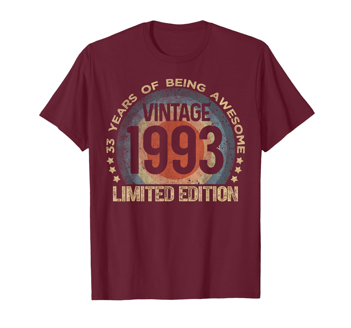 33 Year Old Gifts Vintage 1993 Limited Edition 33rd Birthday T-Shirt