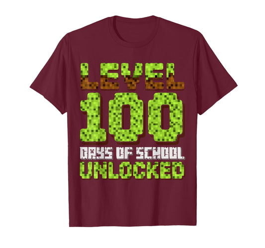 Level 100 Days of School Unlocked Game Boys 100th Day Kids T-Shirt
