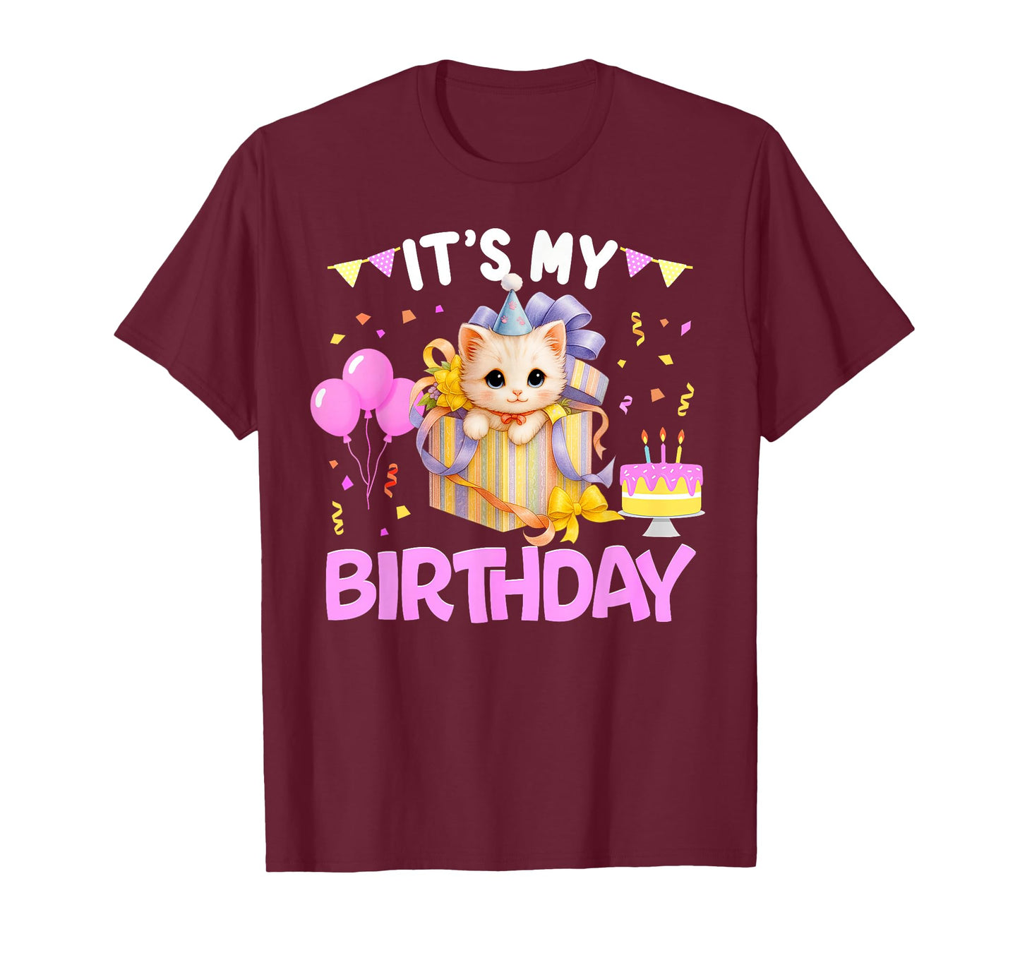 It's My Birthday Cat Lover Cute Girl Bday Family Party T-Shirt