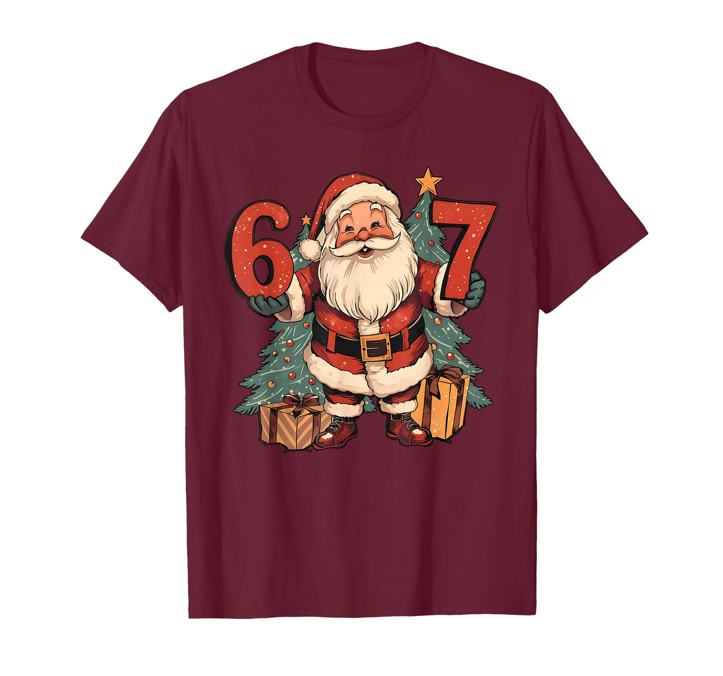 67 Christmas Funny Six Seven Meme Santa Claus Boys T-Shirt