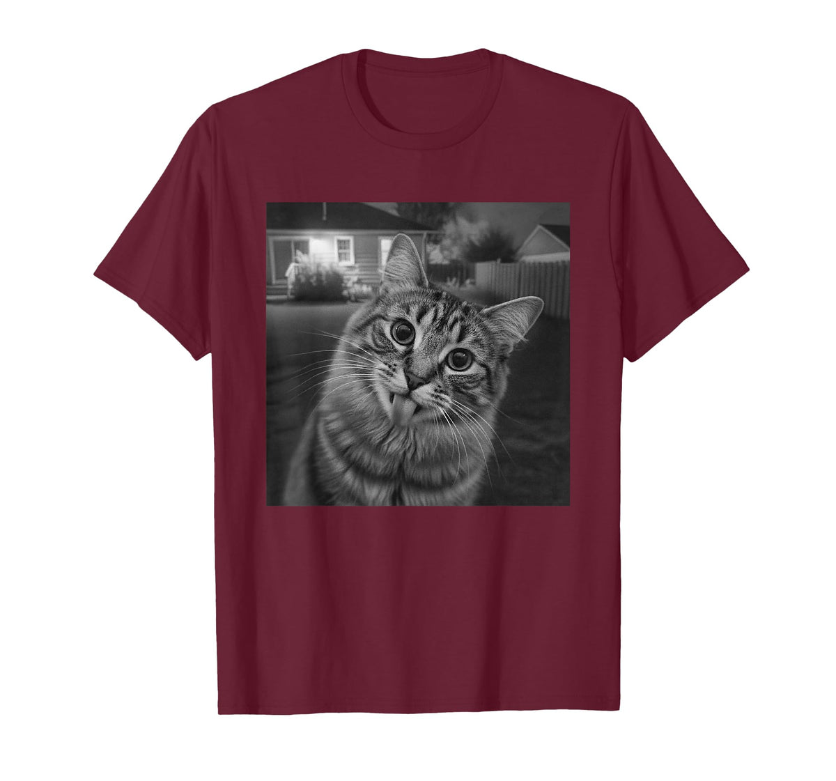 Funny Cat Sticks Out Tongue On Security Camera T-Shirt