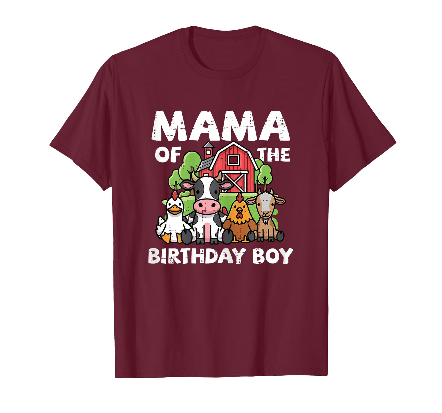 Mama of Birthday Boy Farm Animals Family Matching Mom Women T-Shirt