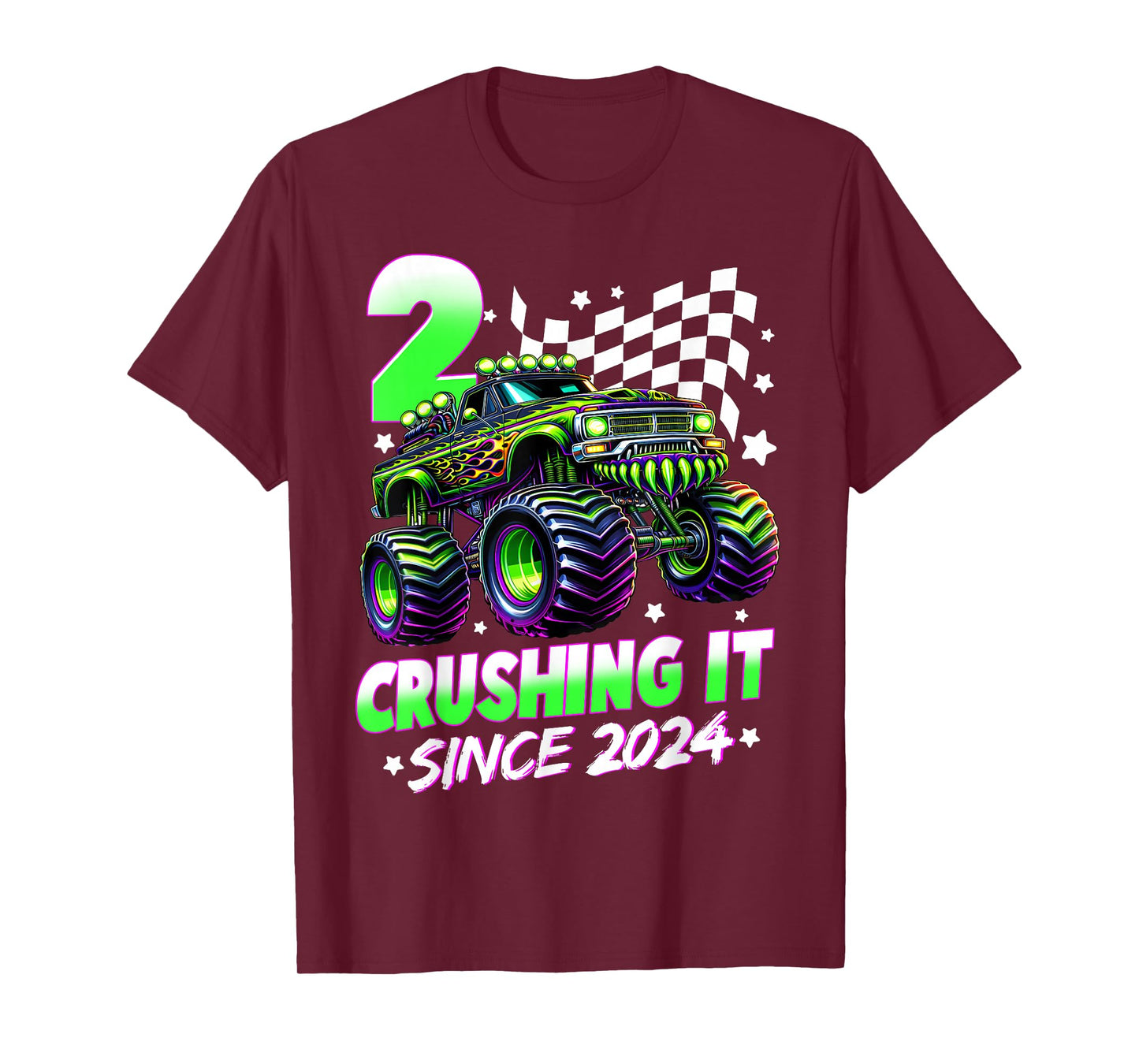 Monster Truck 2 Year Old Boys 2nd Birthday Party Born 2024 T-Shirt