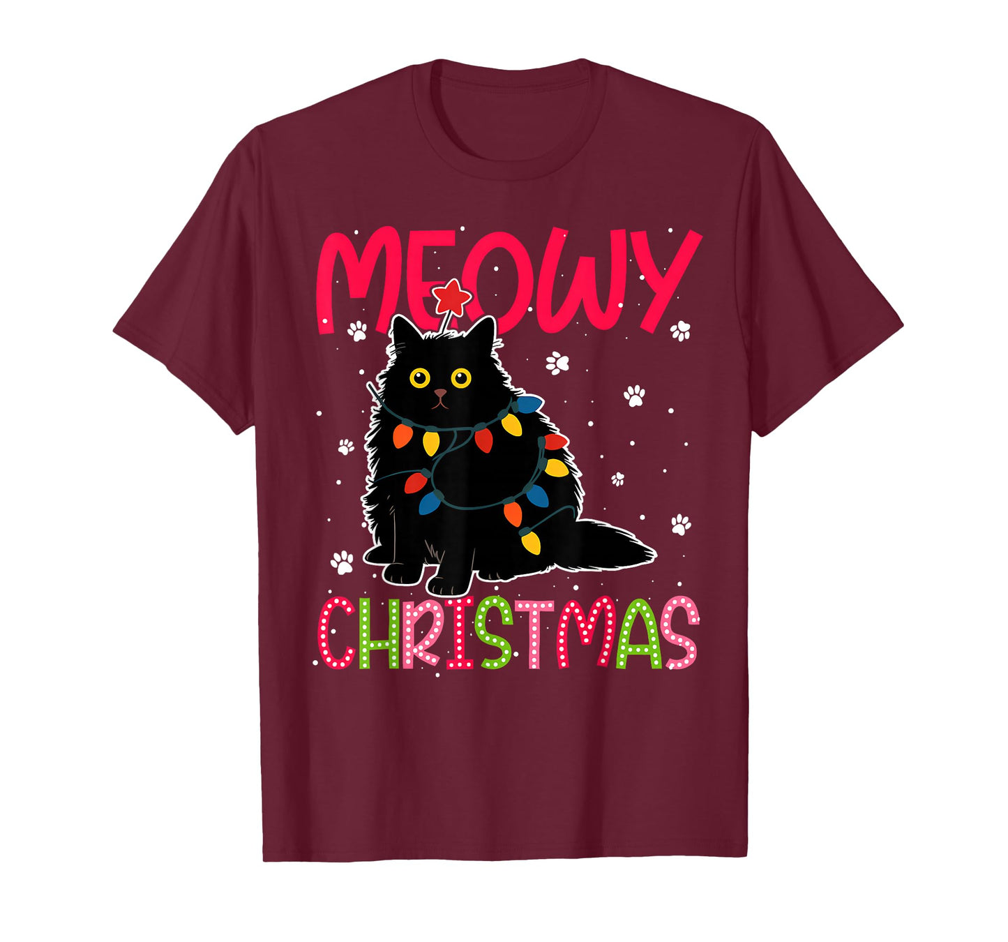 Meowy Catmas Santa Hat Cute Kitten Christmas Cat Lover T-Shirt