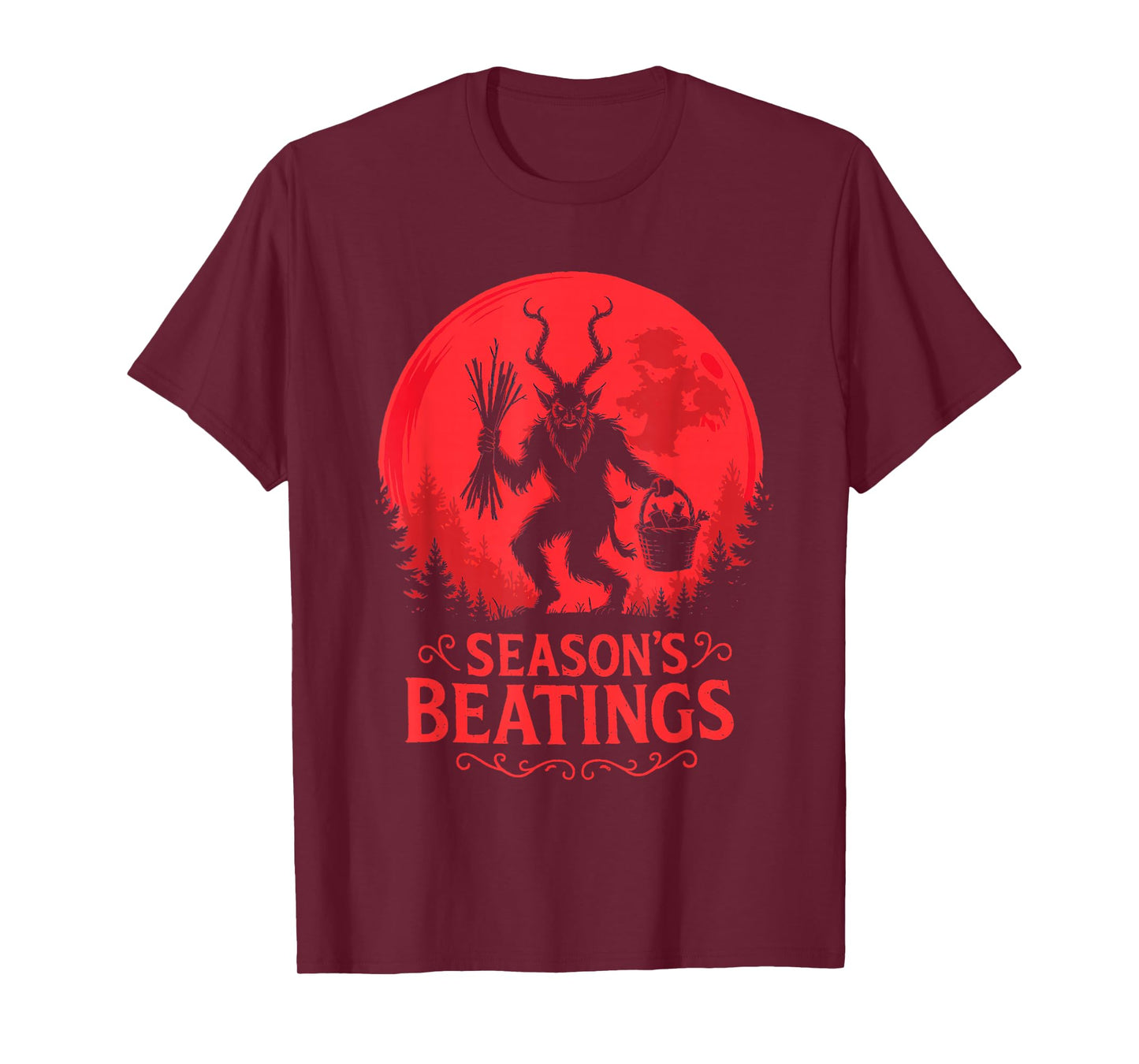 Krampus Santa Season’s Beatings Gothic Christmas Horror T-Shirt