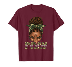 Pray On It Pray Over It Black Woman Afro Christian Sayings T-Shirt
