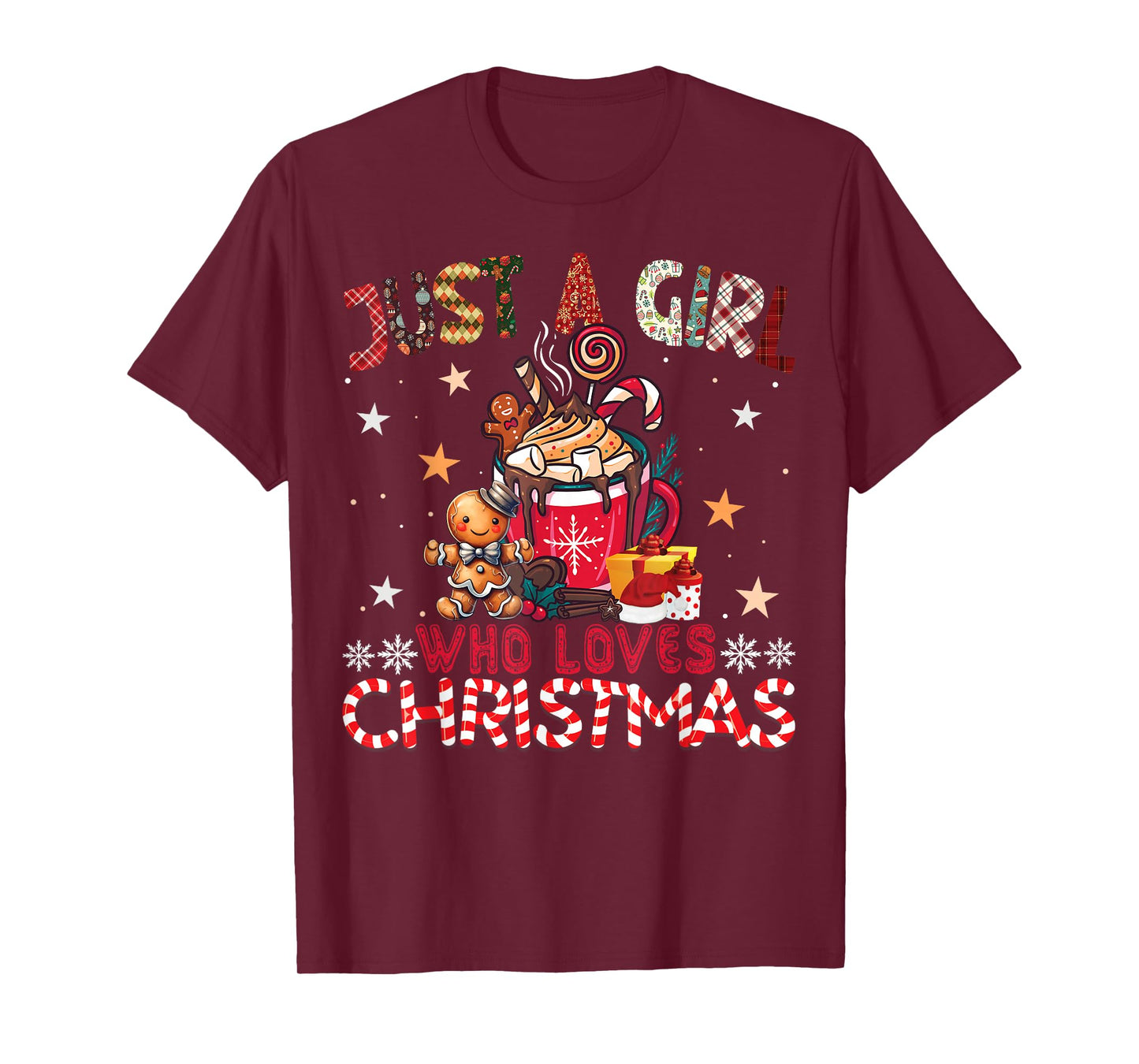 Just A Girl Who Loves Christmas Hot Cocoa Bar Xmas T-Shirt
