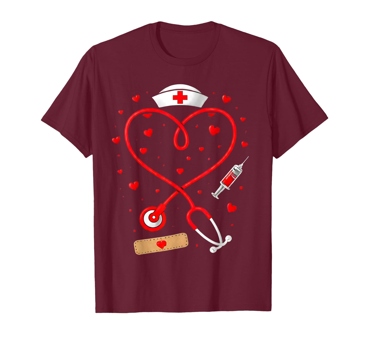 Cute Stethoscope Heart Design for Nurse Valentine Days Nurse T-Shirt