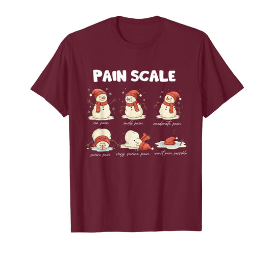 Pain Scale Snowman Nurse Christmas ICU Nurse Funny T-Shirt