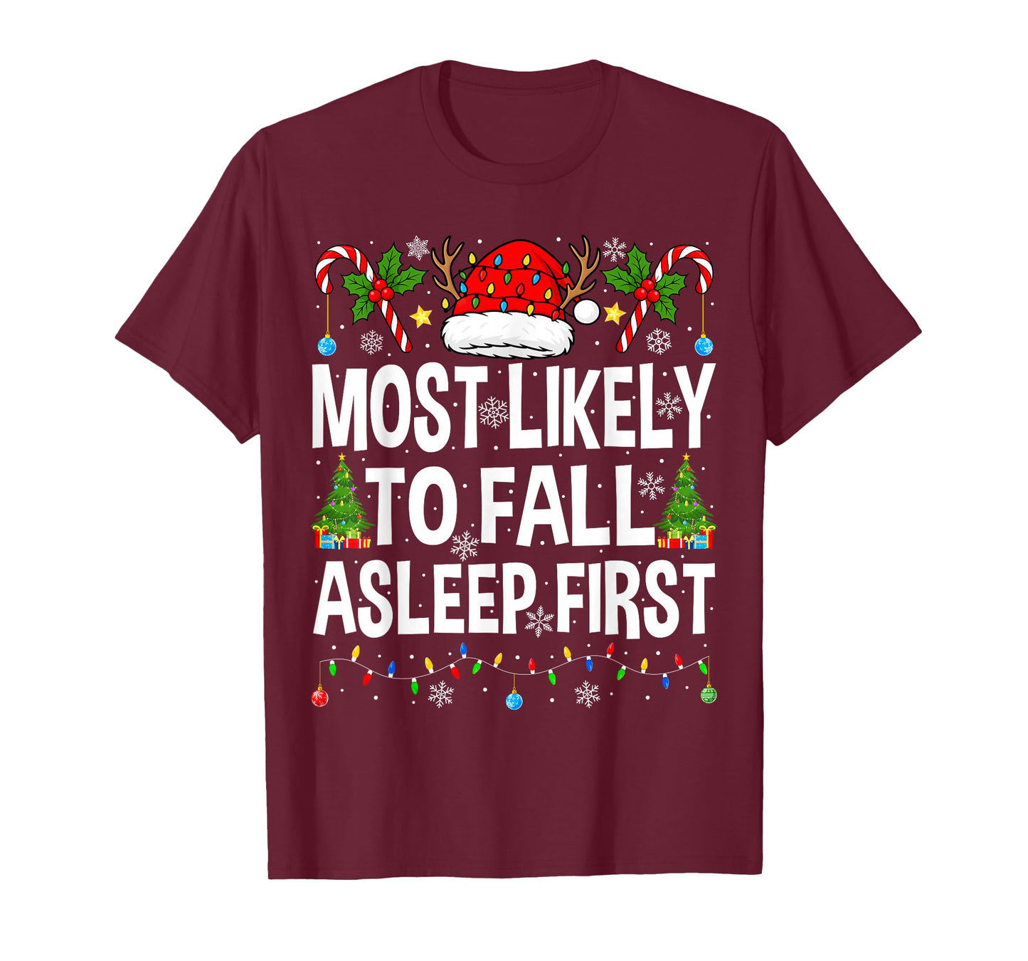 Most Likely to Fall Asleep First Family Matching Christmas T-Shirt
