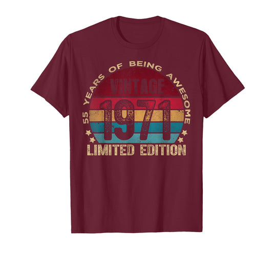 55 Year Old Gifts Vintage 1971 Limited Edition 55th Birthday T-Shirt
