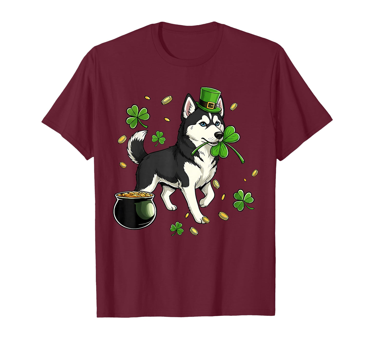 St Patricks Day Dog Themed Women Men Siberian Husky Lover T-Shirt