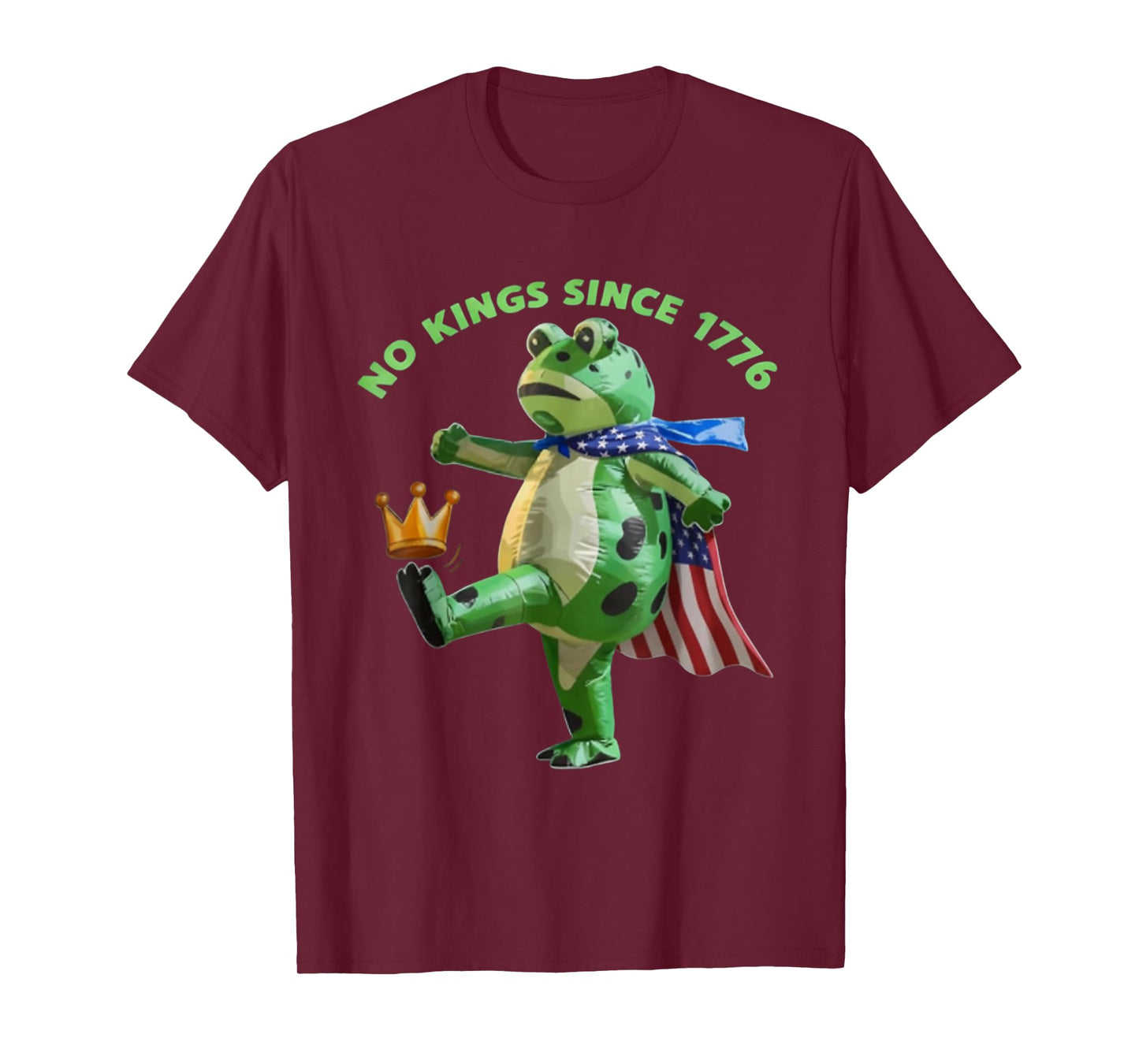 No Kings Since 1776 Portland Frog Kicking Crown T-Shirt