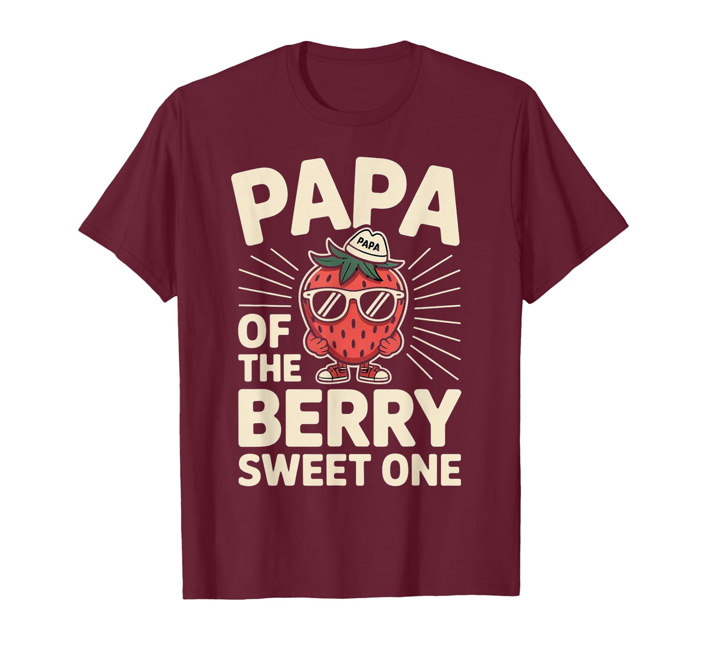 Papa of The Berry Sweet One Funny Dad Strawberry T-Shirt