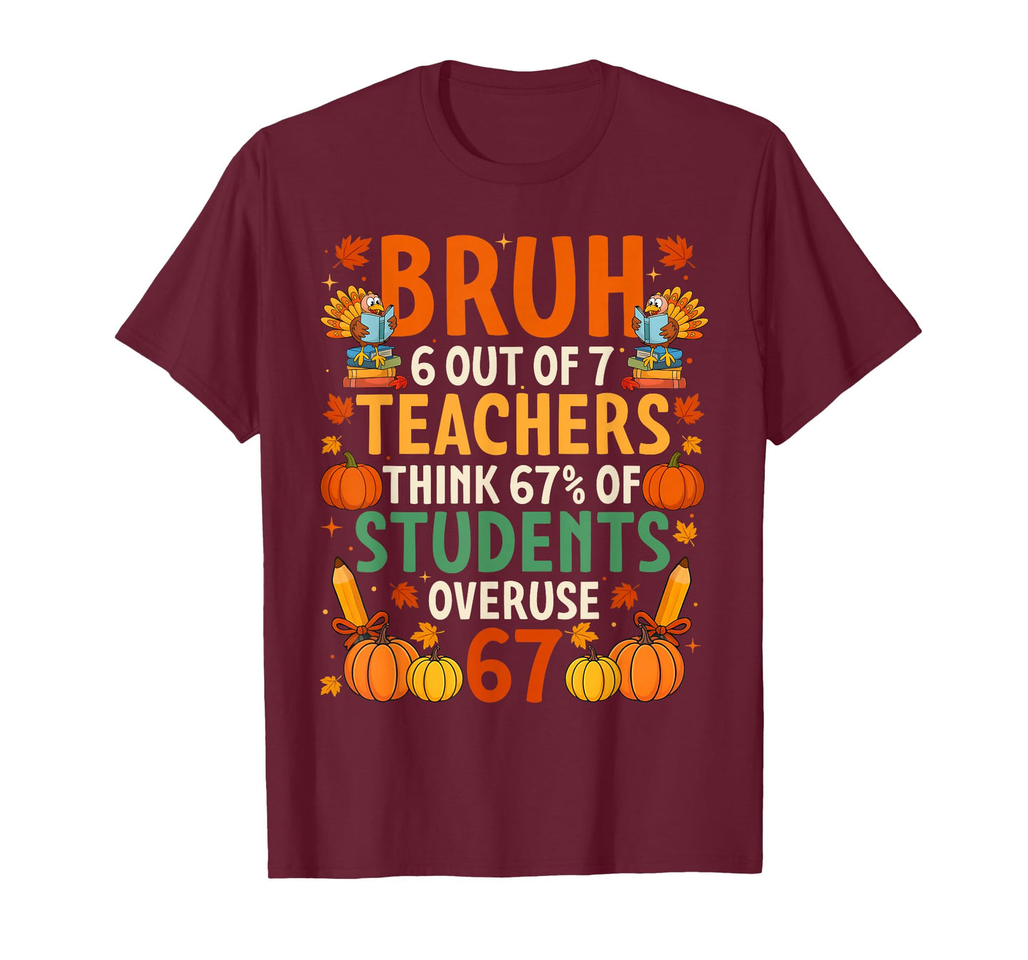 6 Out of 7 Teachers Think 67% of Students Overuse 67 T-Shirt