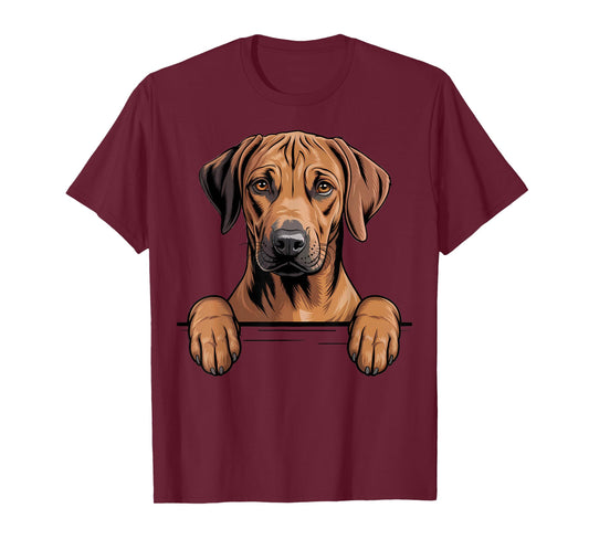 Rhodesian Ridgeback Funny Peeking Pocket Puppy Dog Lover T-Shirt