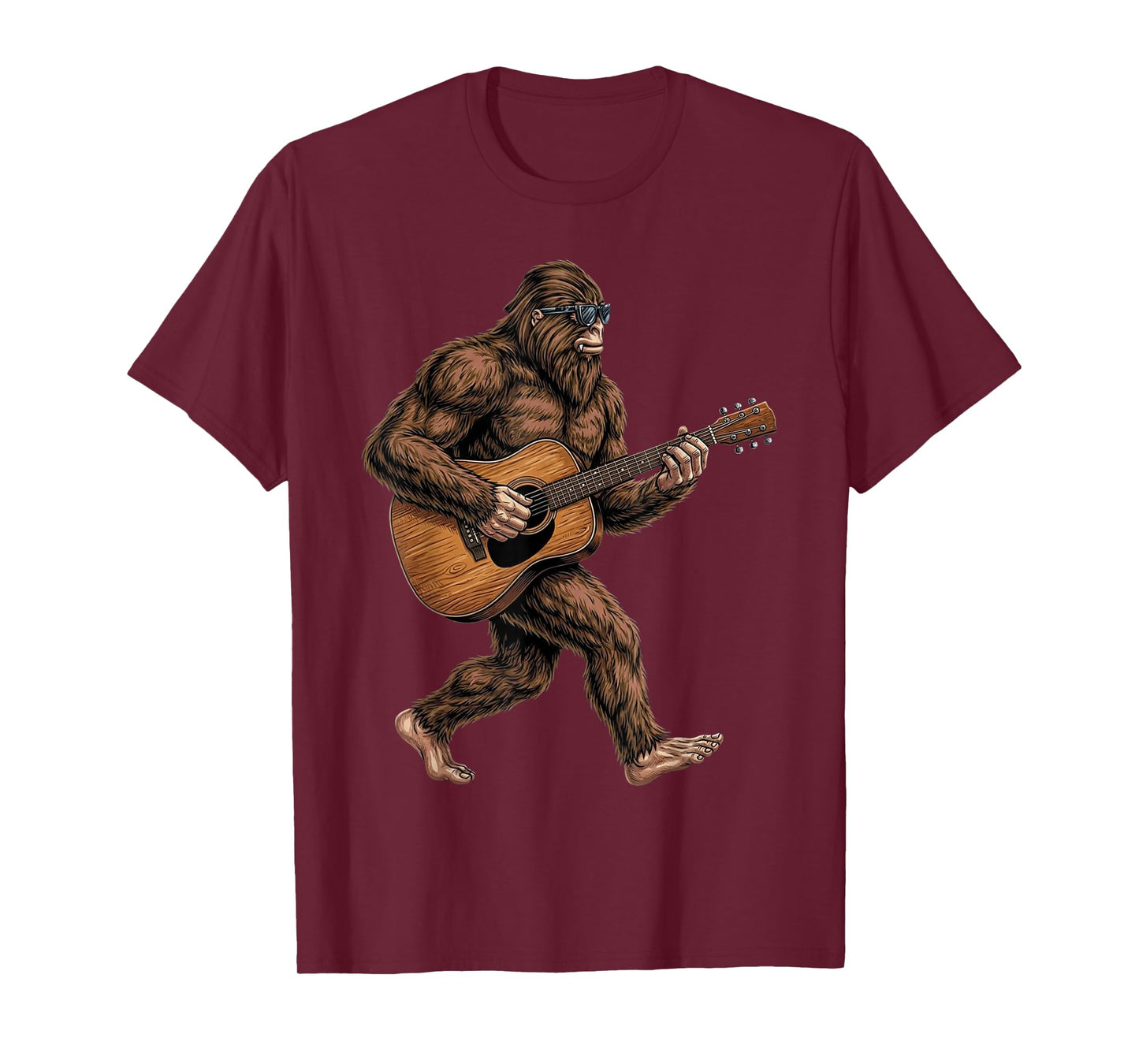 Bigfoot Playing Guitar Graphic Funny Sasquatch Big Foot T-Shirt