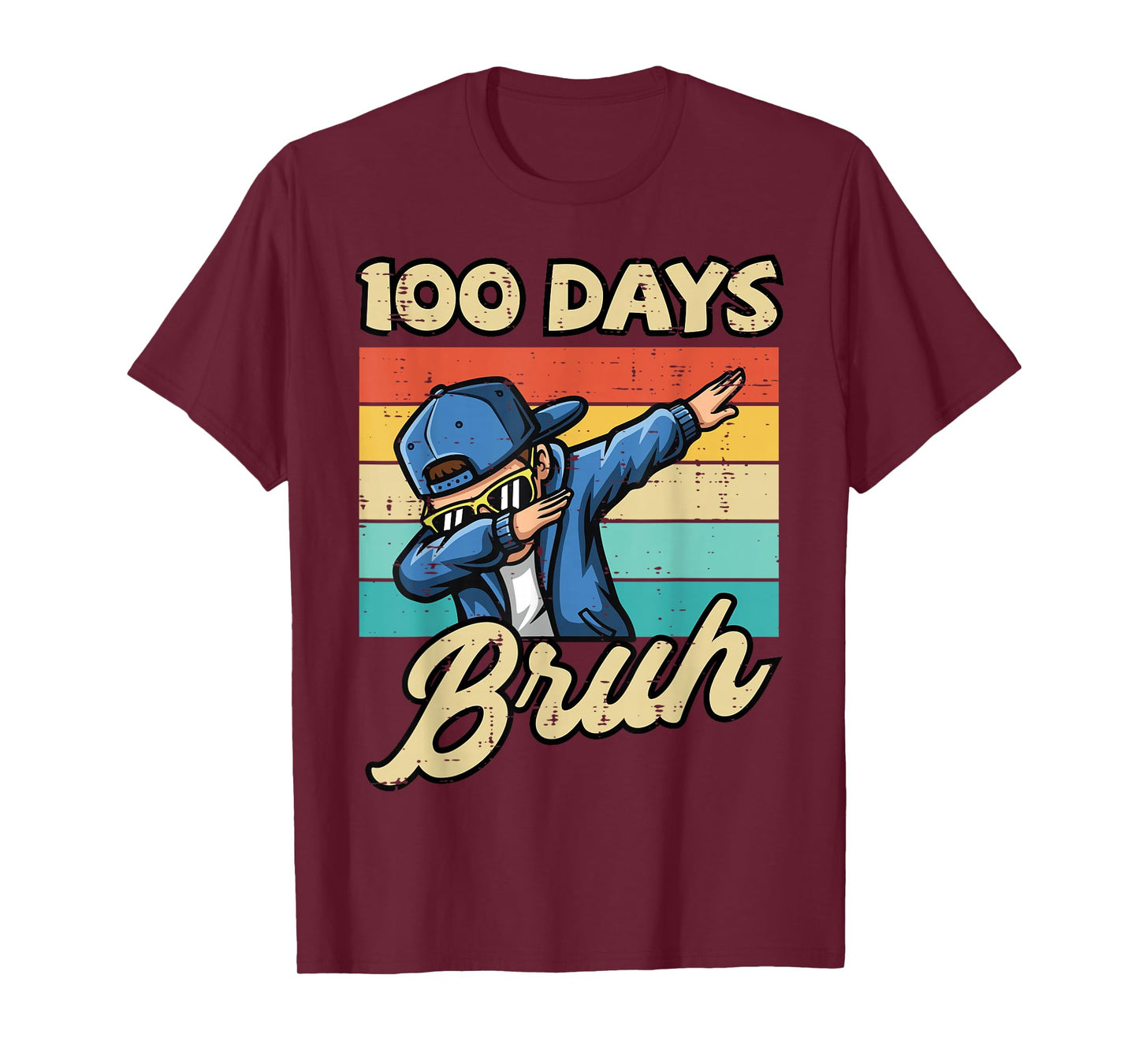 100 Days of School Bruh Boy Dab Retro 100th Day Boys Kids T-Shirt