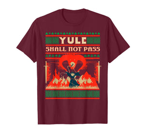 Yule Shall Not Pass Wizard Battle Festive Fantasy Graphic T-Shirt