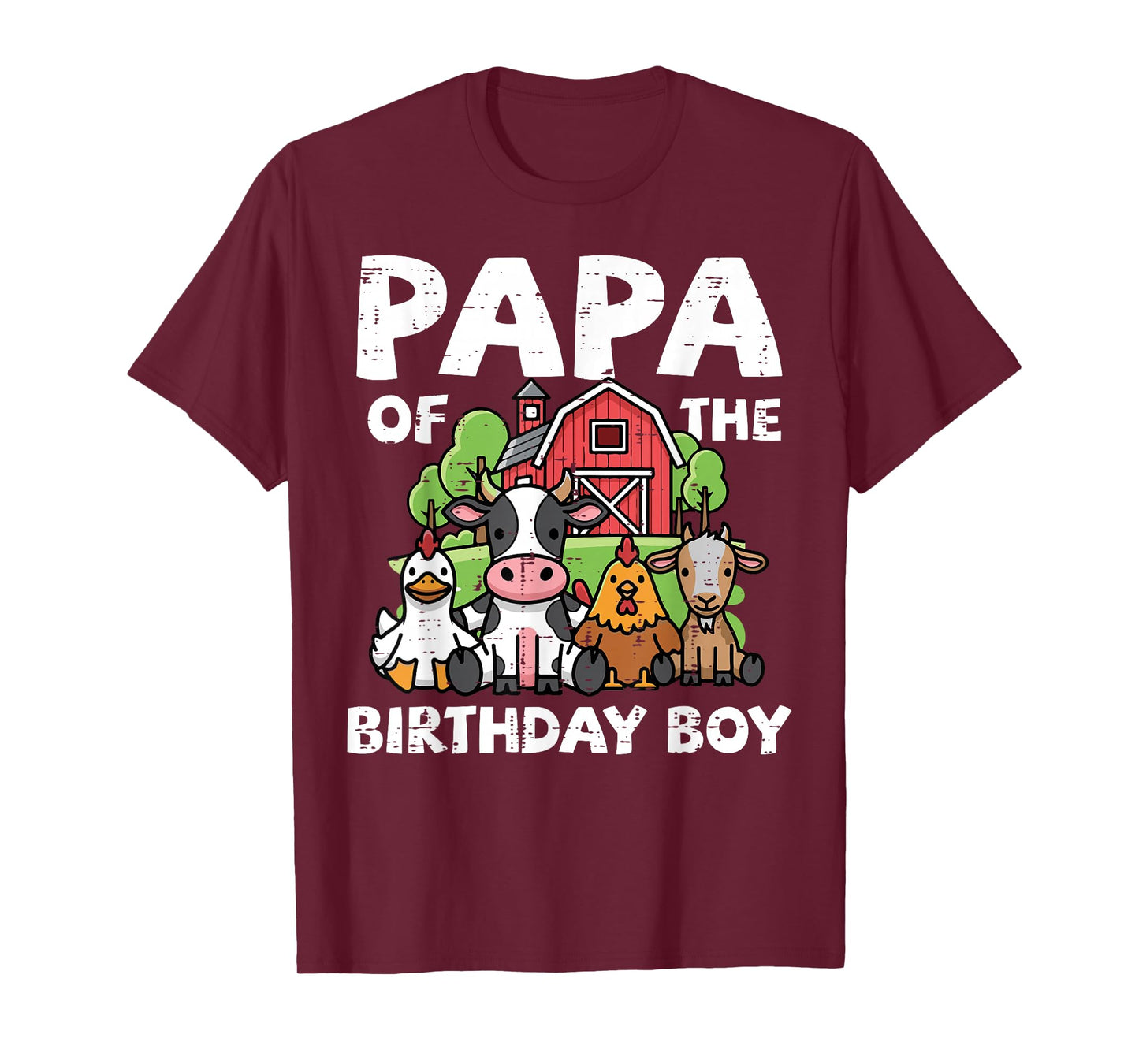Papa of Birthday Boy Farm Animals Family Party Dad Men T-Shirt