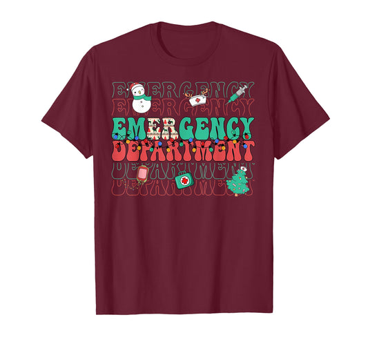 Emergency Department Christmas ER Nurse Xmas Nursing T-Shirt