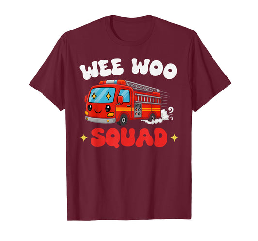 Funny Wee Woo Squad Firefighter Fire Truck Fireman T-Shirt
