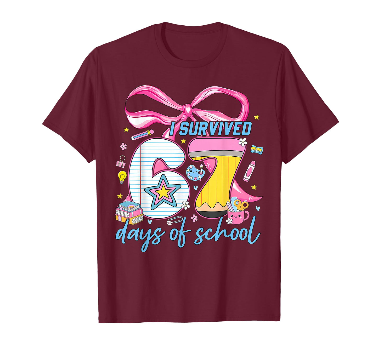 I Survived 67 Days of School Funny Meme Kid Teacher Boy Girl T-Shirt