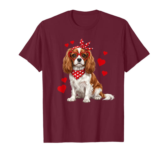 Cavalier King Charles Spaniel Valentines Day Dog Lover Heart T-Shirt