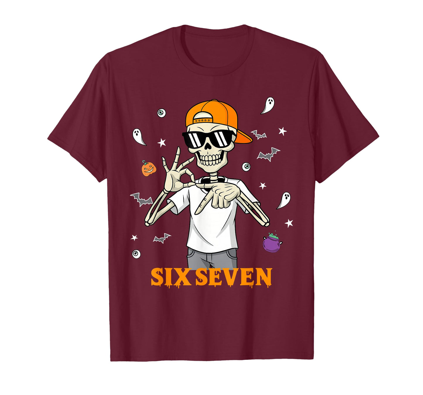 Haunted by 6-7 Funny 67 Meme Halloween Skeleton Six Seven T-Shirt