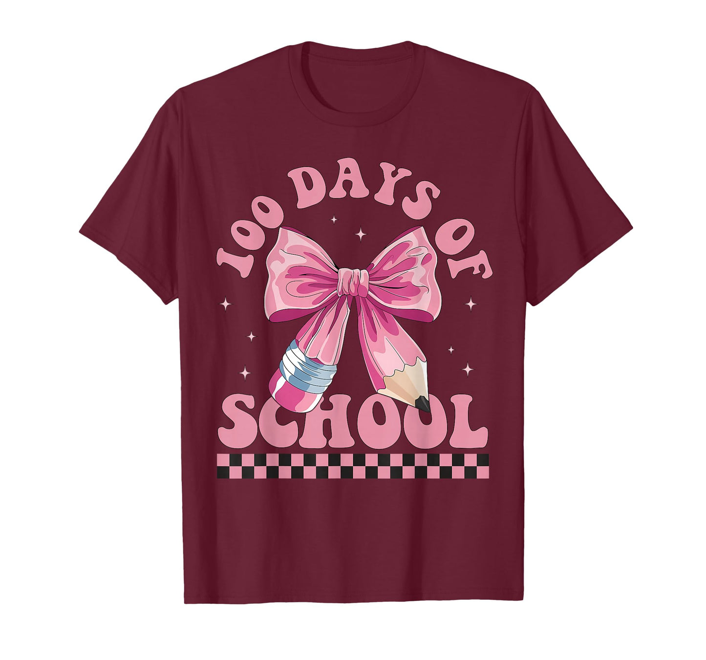 Happy 100 Days of School Pink Bow Teacher Kids T-Shirt