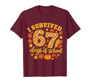 I Survived 67 Days of School Fall Leaves Cute Autumn Graphic T-Shirt