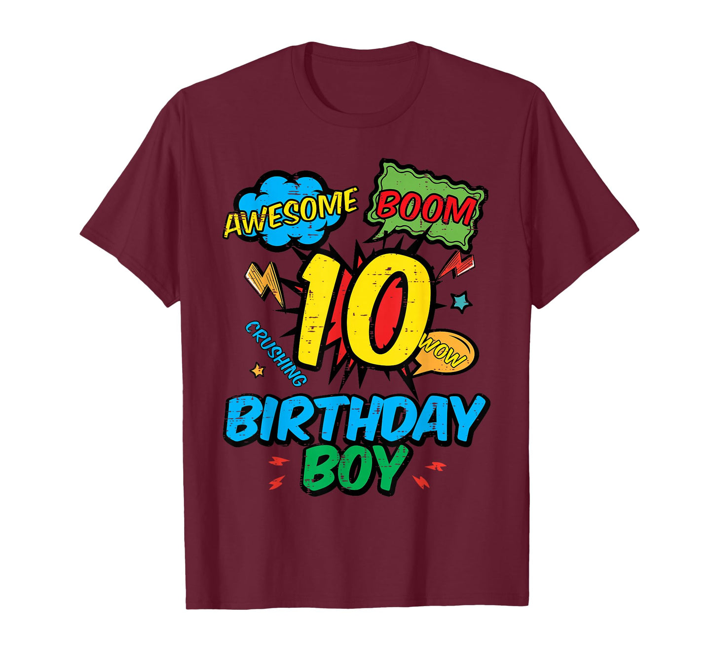 10 Birthday Boy Comic 10th Bday Superhero Party Boys Kids T-Shirt