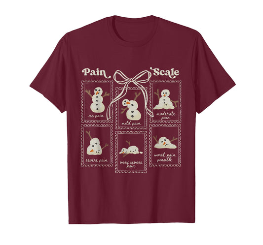Preppy Coquette Pain Scale Stamps Snowmen Trauma ER Nurses T-Shirt