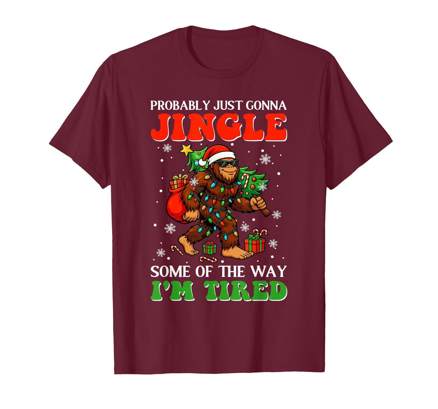 Some of The Way Santa Bigfoot Christmas Tree Xmas Lights T-Shirt