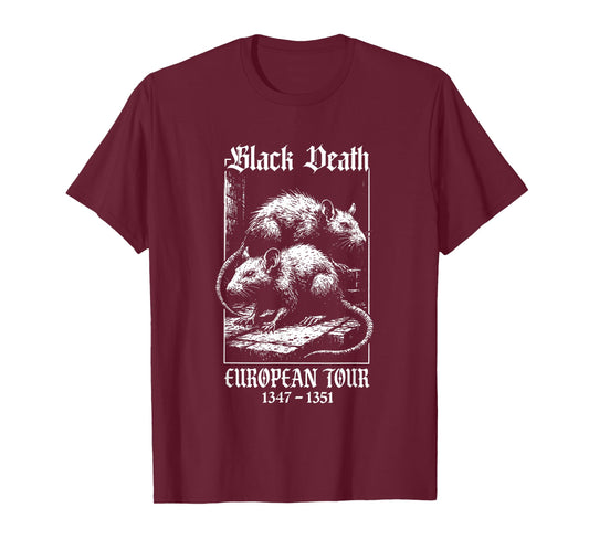 Black Death European Tour 1347-1351 Vintage Retro Graphic T-Shirt
