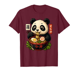Panda Eating Ramen Food Kawaii Asian Noodles Fun Panda Lover T-Shirt