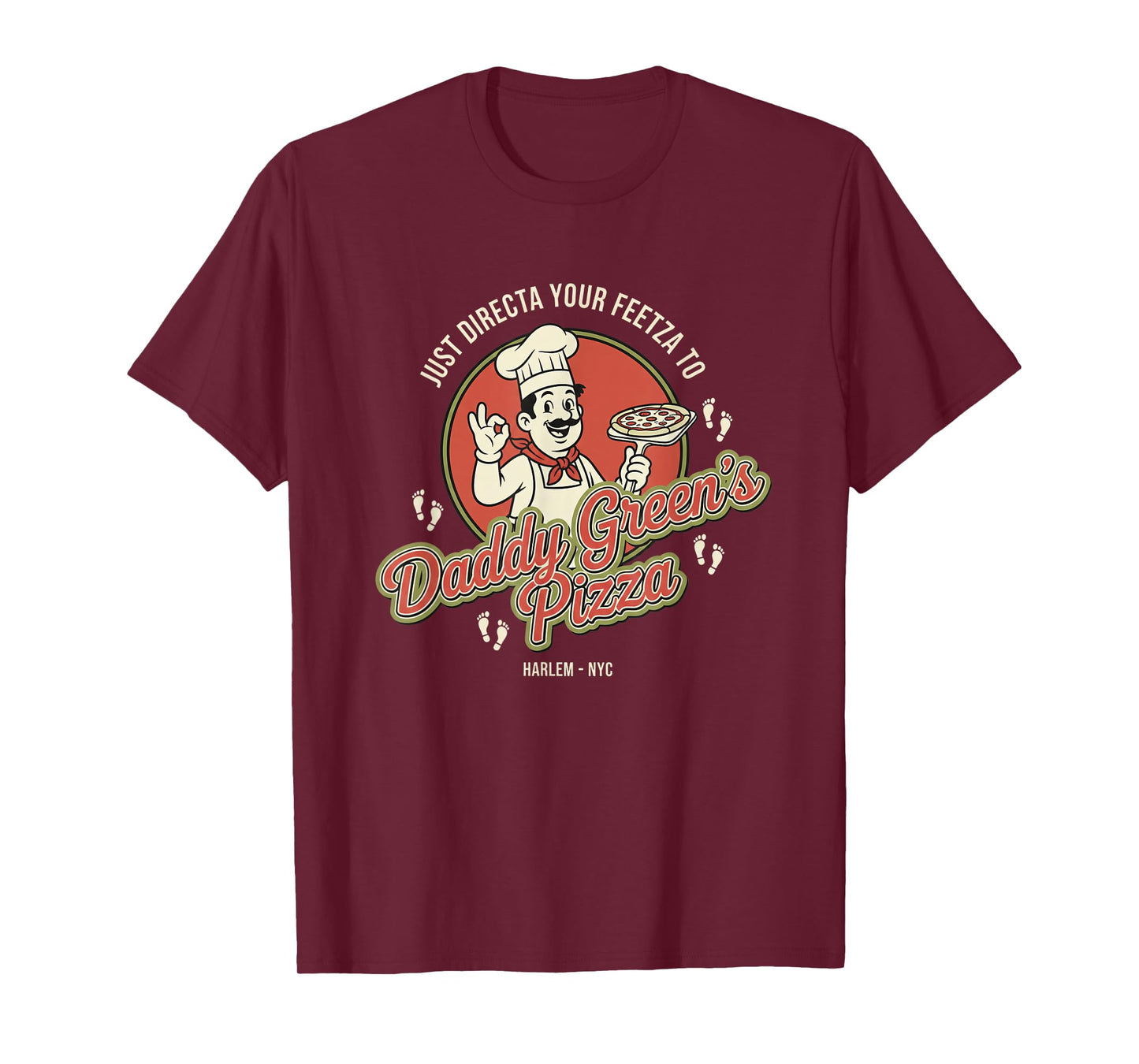 Dad Retro Pizza Chef Daddy Green's Pizza Harlem NYC Funny T-Shirt