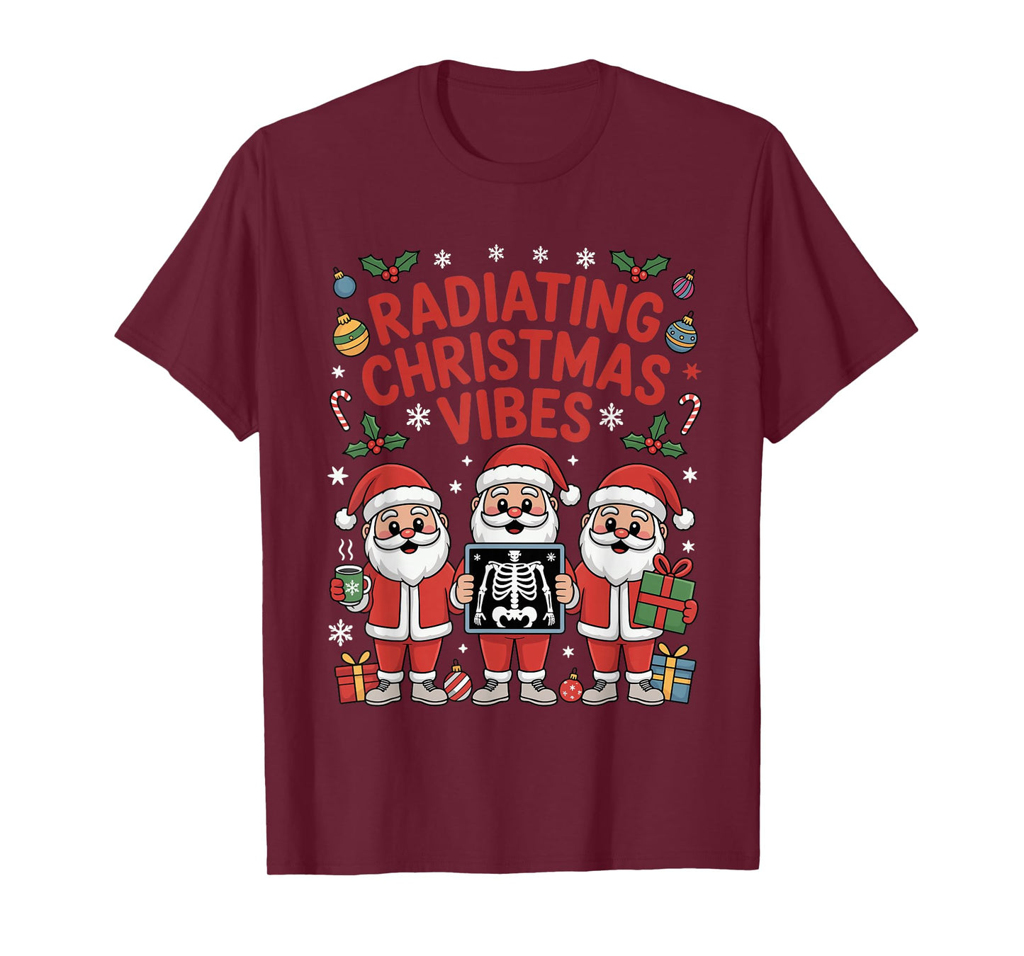 Funny Xmas Radiating Christmas Vibes X-ray Radiology Tech T-Shirt