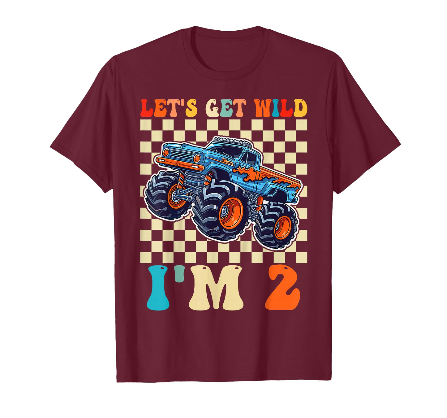 Birthday Wild Monster Truck 2 Year Old Boys 2nd Bday Kids T-Shirt