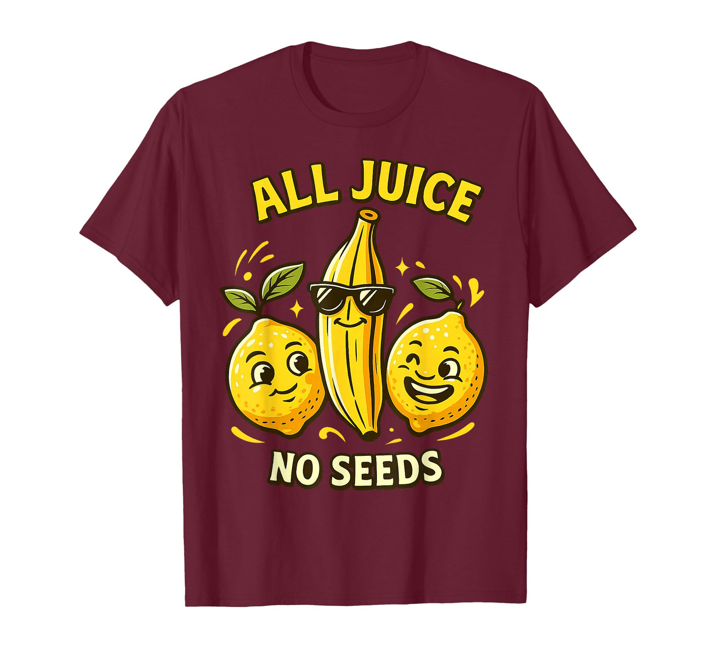 All Juice No Seeds Cool Fruit Cartoon Funny Vasectomy Humor T-Shirt