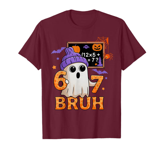 67 Teacher Halloween Ghost Six Seven Meme Math Equation Bruh T-Shirt