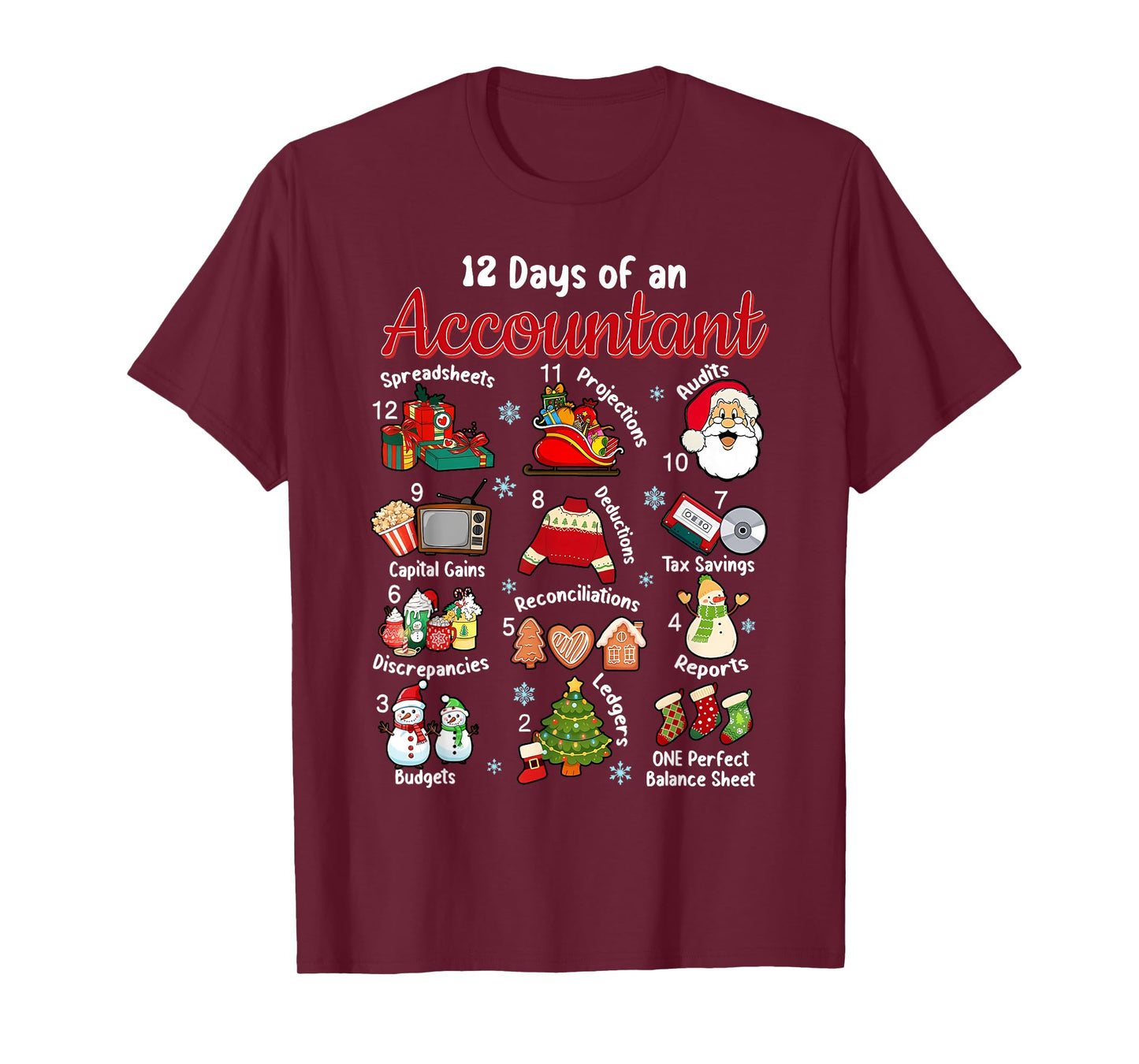 12 Days of Accountant Christmas Accounting Major Merry Xmas T-Shirt